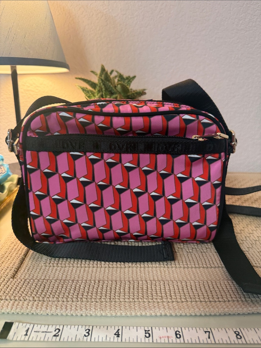 Diane Von Furstenberg Pink and Red Geometric Crossbody Bag